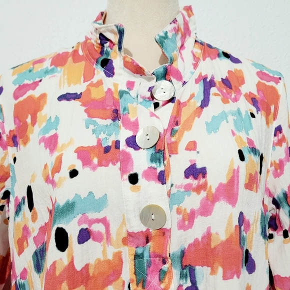 John Mark Women's Colorful Abstract Tunic Blouse 3/4 Sleeve Size Medium - Picture 4 of 13